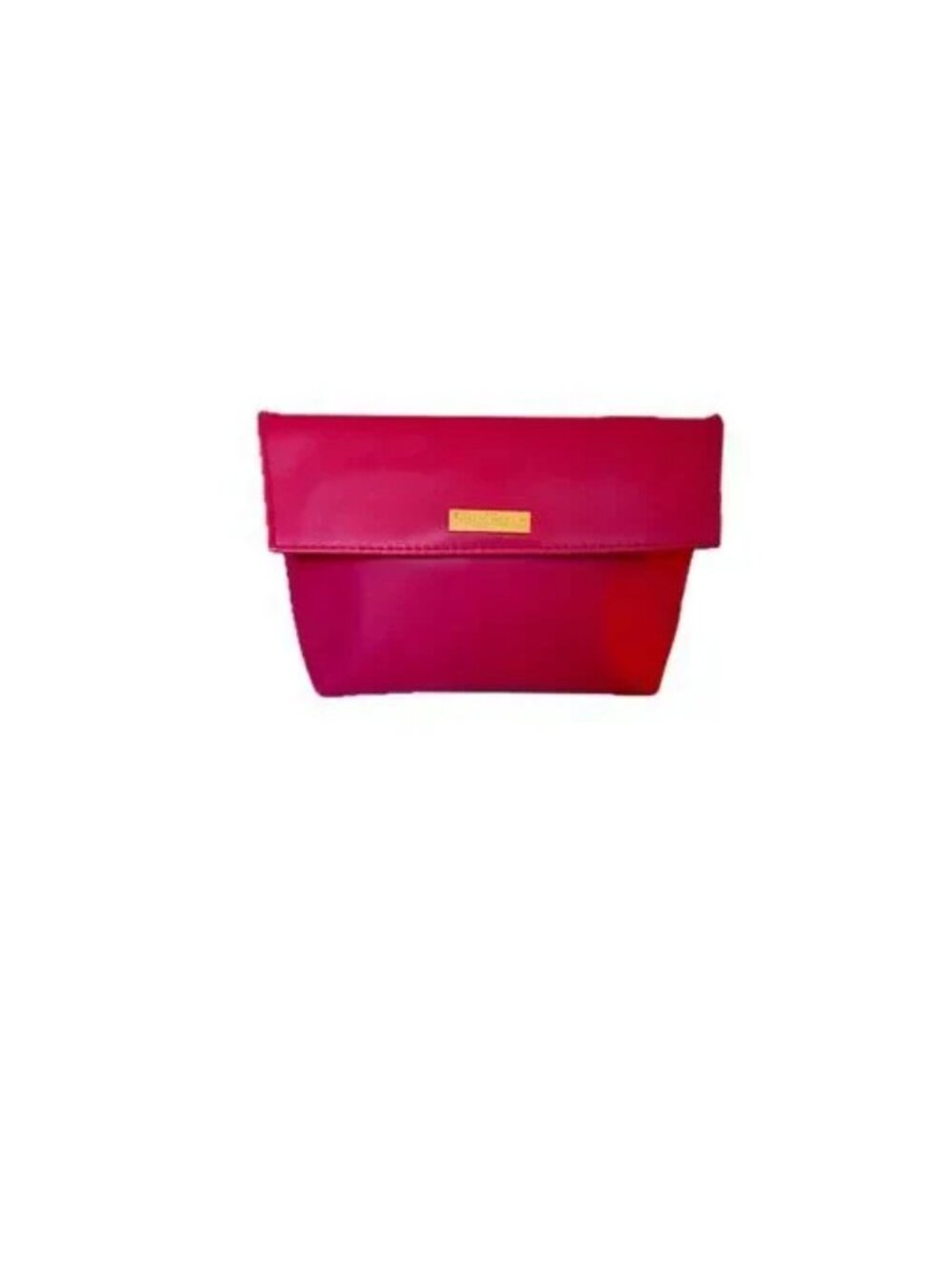 Salvatore Ferragamo Makeup Cosmetics Bag Fuscia Vegan Leather Snap Close Pockets